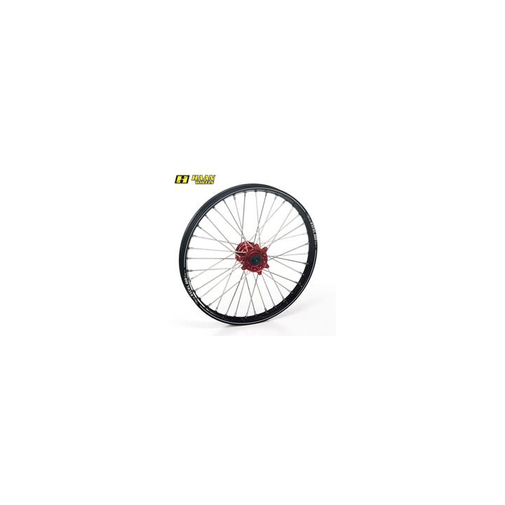Roue avant complète haan wheels a60 21x1,60x36t jante noir/moyeu rouge/rayons argent/têtes de rayons argent 1076686003