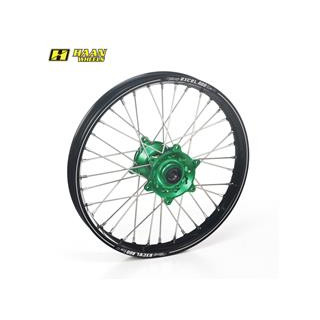 Roue arrière complète haan wheels a60 19x1,85x36t jante noir/moyeu vert/rayons argent/têtes de rayons argent