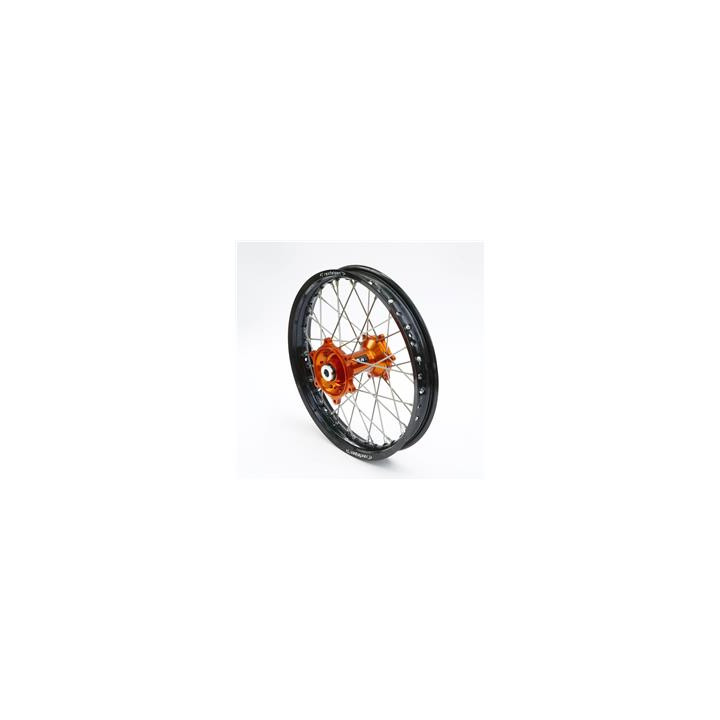 Roue arrière complète ART 18x2,15x36t jante noir/moyeu orange/rayons argent/têtes de rayons argent
