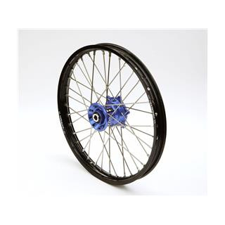Roue avant complète ART 21x1,60x36t jante noir/moyeu bleu/rayons argent/têtes de rayons argent 1075960002
