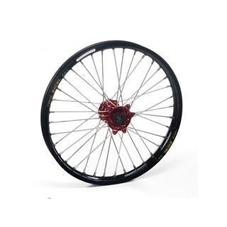 Roue avant complète ART 21x1,60x36t jante noir/moyeu or/rayons argent/têtes de rayons argent