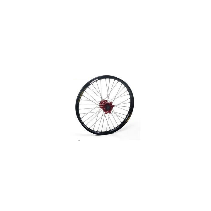 Roue avant complète ART 21x1,60x36t jante noir/moyeu or/rayons argent/têtes de rayons argent