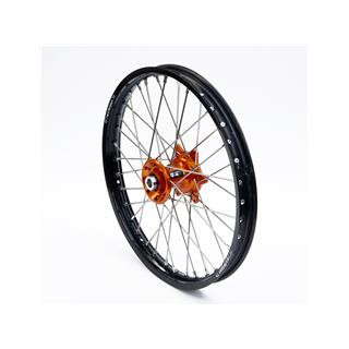 Roue avant complète ART 21x1,60x36t jante noir/moyeu orange/rayons argent/têtes de rayons argent 1075960001