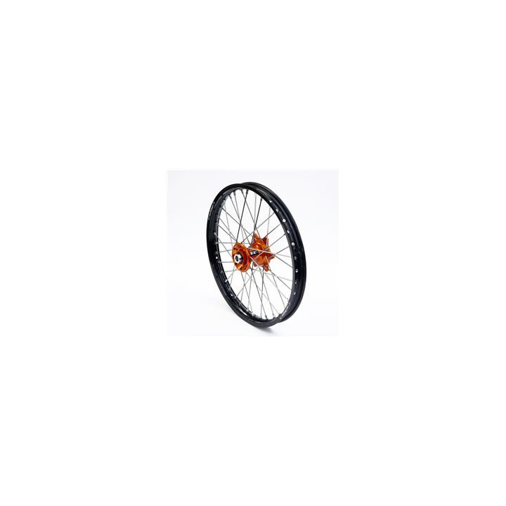 Roue avant complète ART 21x1,60x36t jante noir/moyeu orange/rayons argent/têtes de rayons argent 1075960001
