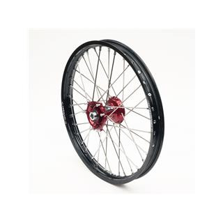 Roue avant complète ART 21x1,60x36t jante noir/moyeu rouge/rayons argent/têtes de rayons argent 1075950001