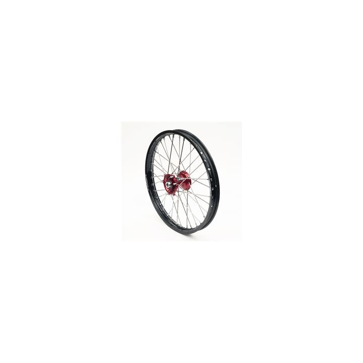 Roue avant complète ART 21x1,60x36t jante noir/moyeu rouge/rayons argent/têtes de rayons argent 1075950001