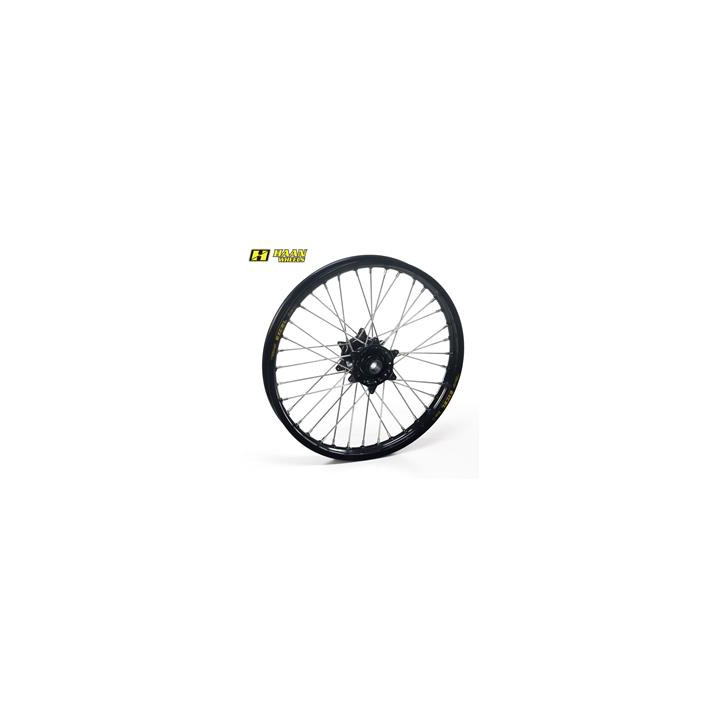 Roue arrière complète haan wheels 18x1,85x36t jante noir/moyeu noir/rayons argent/têtes de rayons argent