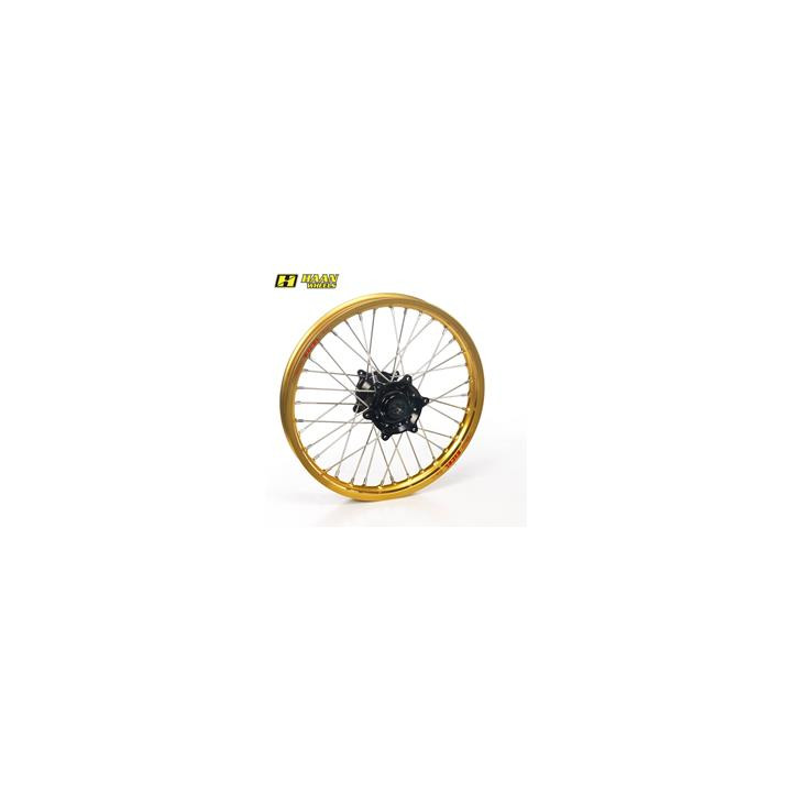 Roue avant complète haan wheels 21x1,60x36t jante or/moyeu noir/rayons argent/têtes de rayons argent