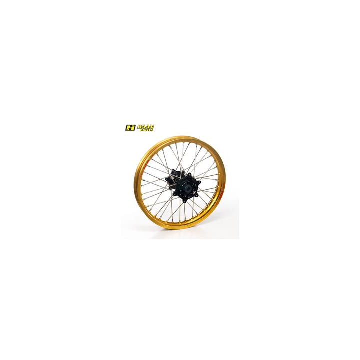 Roue arrière complète haan wheels 18x2,15x36t jante or/moyeu noir/rayons argent/têtes de rayons argent