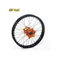 Roue arrière complète haan wheels 17x3,50x36t jante noir/moyeu orange/rayons argent/têtes de rayons argent