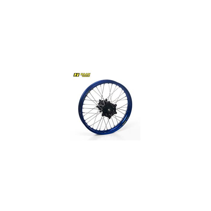 Roue arrière complète haan wheels 19x2,15x36t jante bleu/moyeu noir/rayons noir/têtes de rayons bleu 1076247004