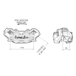 Étrier de frein avant gauche Brembo P4 noir Ø32 mm 920997016