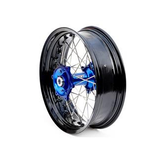 Roue arrière complète ART sm 17x4,50x36t jante noir/moyeu bleu/rayons argent/têtes de rayons argent 1076756001
