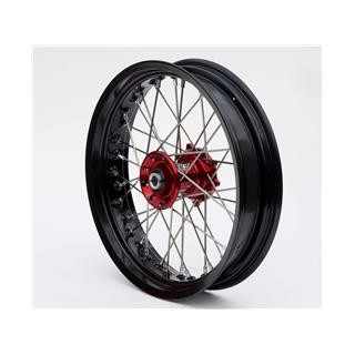 Roue avant complète ART sm 17x3,50x36t jante noir/moyeu rouge/rayons argent/têtes de rayons argent 1076758001