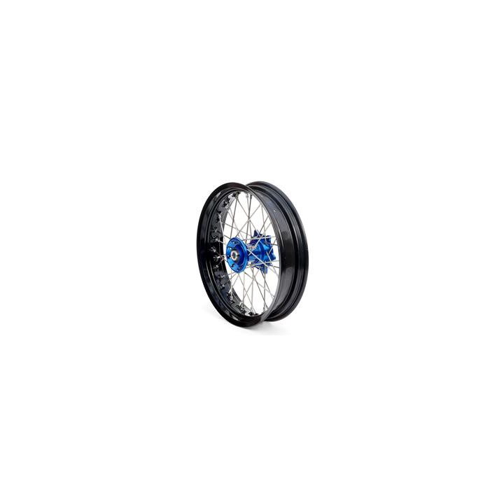 Roue avant complète ART sm 17x3,50x36t jante noir/moyeu bleu/rayons argent/têtes de rayons argent 1076753001