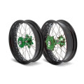Kit roues complètes avant + arrière ART sm 17x3,50/17x4,50 jante noir/moyeu vert Kawasaki 3033522