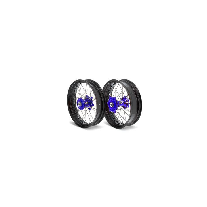 Kit roues complètes avant + arrière ART sm 17x3,50/17x4,50 jante noir/moyeu bleu Yamaha 3033532