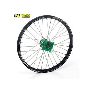 Roue avant complète haan wheels a60 21x1,60x36t jante noir/moyeu vert/rayons argent/têtes de rayons argent 1076701004