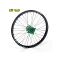 Roue avant complète haan wheels a60 21x1,60x36t jante noir/moyeu vert/rayons argent/têtes de rayons argent 1076701004