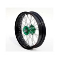 Roue avant complète ART sm 17x3,50x36t jante noir/moyeu vert/rayons argent/têtes de rayons argent 1076740001