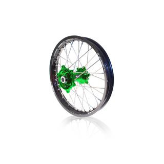 Kit roues complètes avant + arrière ART mx 21x1,60/19x2,15 jante noir/moyeu vert Kawasaki 3033488