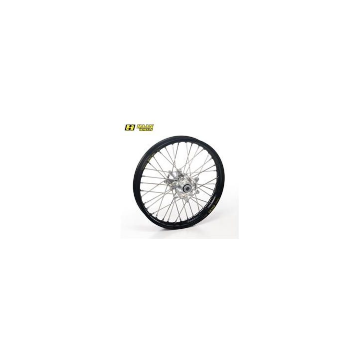 Roue arrière complète haan wheels 17x4,50x36t jante noir/moyeu argent/rayons argent/têtes de rayons argent