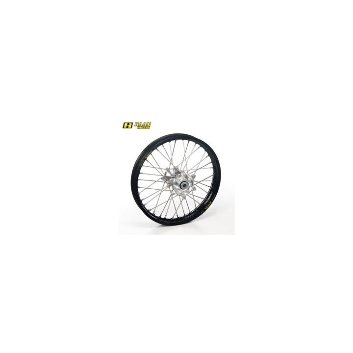 Roue arrière complète haan wheels 19x2,15x36t jante noir/moyeu argent/rayons noirs/têtes de rayons argent