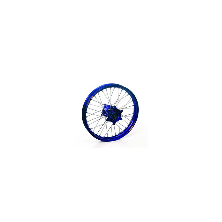 Roue arrière complète haan wheels 16x1,85x36t jante bleu/moyeu bleu/rayons argent/têtes de rayons argent