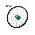 Roue avant complète haan wheels sm tubeless 17x3,50x36t jante noir/moyeu vert/rayons argent/têtes de rayons argent