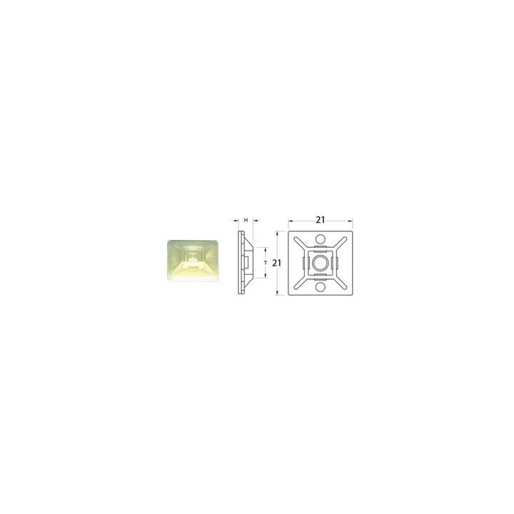 Attaches adhésives Bihr 21x21mm blanc pour collier nylon