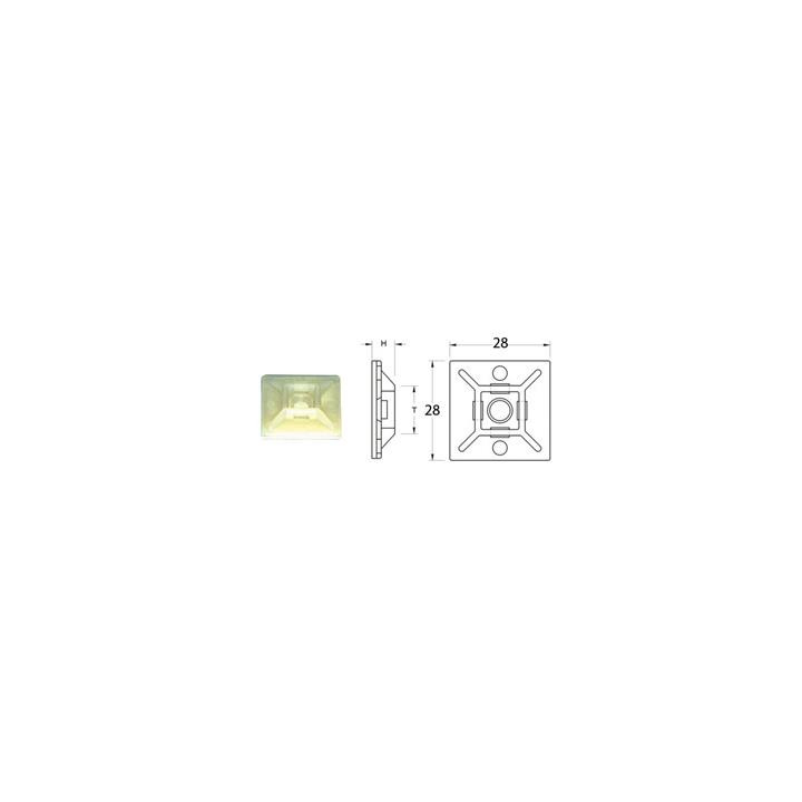Attaches adhésives Bihr 28x28mm blanc pour collier nylon