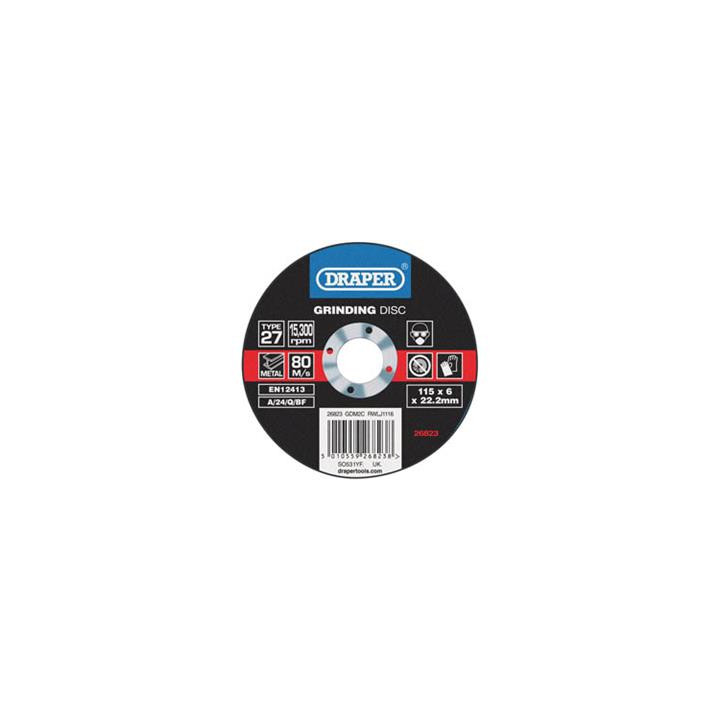 Disque à meuler Draper ø115mm épaisseur 6mm grain 80
