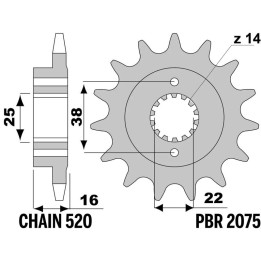 Kit chaîne EK/PBR 520 MVXZ2 - 15/40-110 - Couronne acier standard