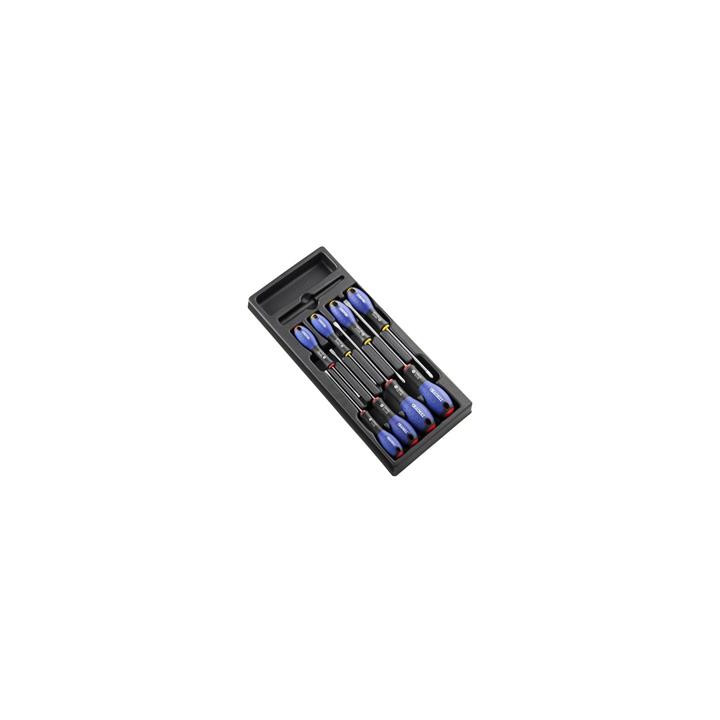 Module d'outils Expert 8 tournevis plats/cruciformes - plateau plastique