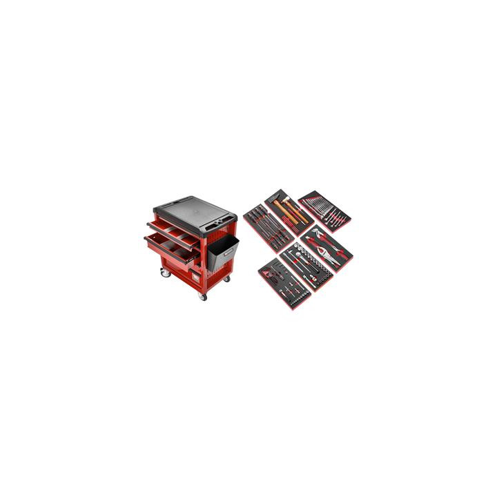 Servante mobile d'atelier à six modules FACOM rouge 101 outils