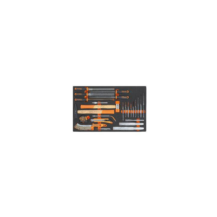 Plateau thermoformé souple Beta série m m230 25 marteaux, burins, chasse-goupilles et limes