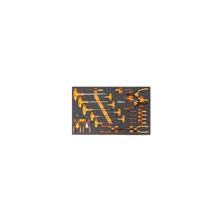Plateau thermoformé souple Beta série m m62 21 pinces et clés en t