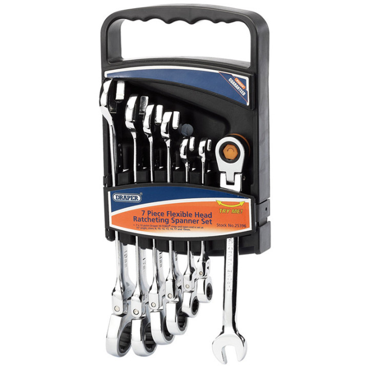 Jeu 7 clés mixtes Draper cliquet articulé | Oxmoto
