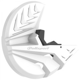 Protection de bas de fourche et disque avant Polisport Kawasaki kx250/450 blanc