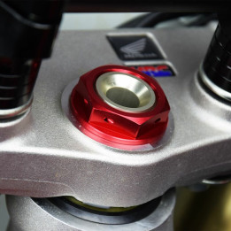 Ecrou de colonne de direction Scar rouge | Oxmoto