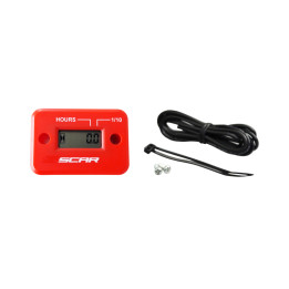 Compteur d'heures Scar filaire avec Velcro rouge | Oxmoto