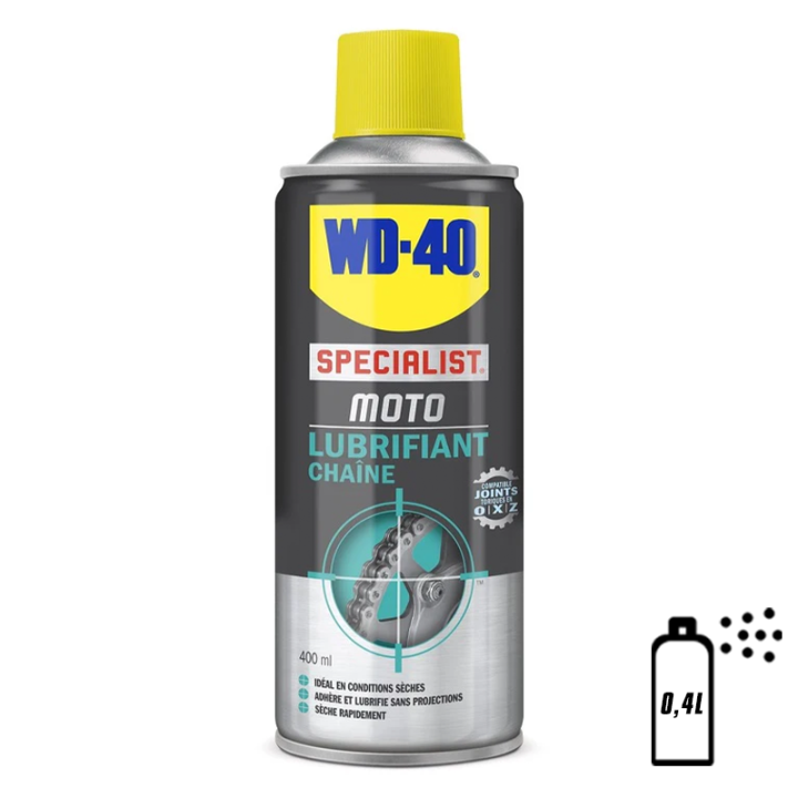Lubrifiant chaîne Wd 40 Specialist® Moto conditions sèches - Spray 400 ml