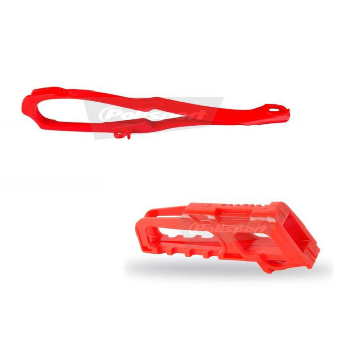 Kit guide chaîne + patin de bras oscillant Polisport rouge Honda 1086049001