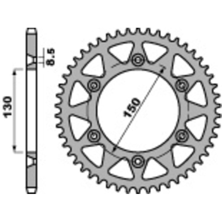 Couronne PBR acier standard 270 - 520 - 48 dents | Oxmoto