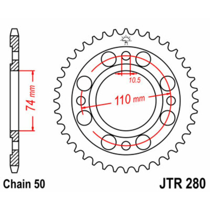 Couronne jt sprockets acier standard 280 - 530 - 33 dents