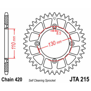 Couronne jt sprockets alu ultra-light anti-boue 215 - 420 - 50 dents