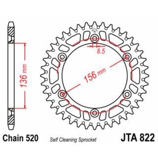 Couronne jt sprockets alu ultra-light anti-boue 822 - 520 - 52 dents