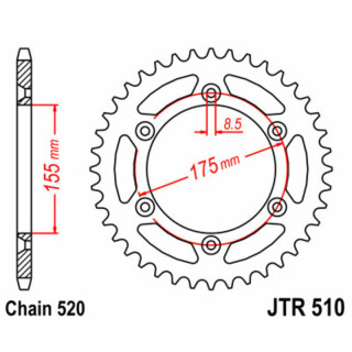 Couronne jt sprockets acier standard 510 - 520 - 48 dents