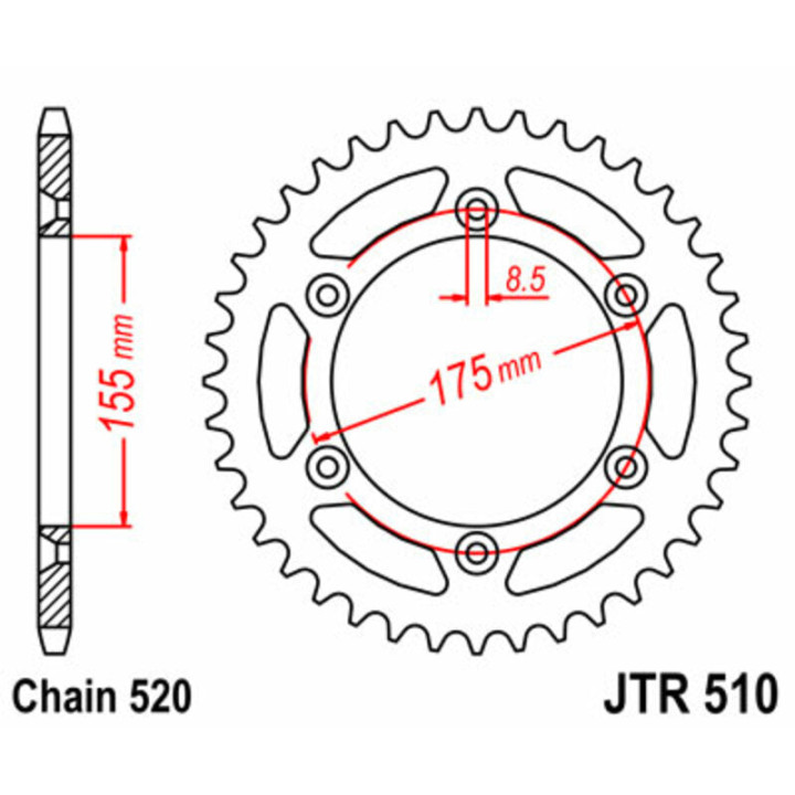 Couronne jt sprockets acier standard 510 - 520 - 48 dents