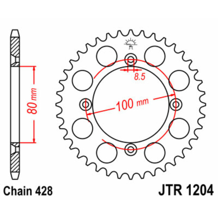 Couronne jt sprockets acier standard 1204 - 428 - 50 dents